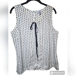 Worthington Women's black/white polka-dot sleeveless top size L